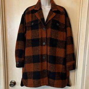 Old Navy Black and Brown/Orange Buffalo Plaid  Shacket size S
